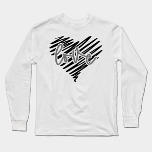 Love Heart Greyscale Long Sleeve T-Shirt